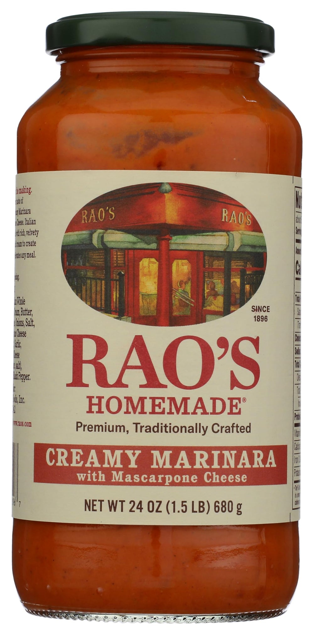 Rao's Creamy Marinara with Mascarpone jar ready to serve.