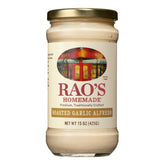 Rao's Homemade Roasted Garlic Alfredo Sauce bottle with rich flavor for pasta