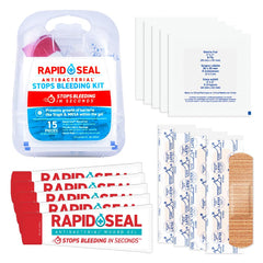 Rapid-Seal 15pc kit case with wound care essentials for emergencies