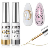RARJSM silver metallic gel liner for sleek nail art and reflective accents.
