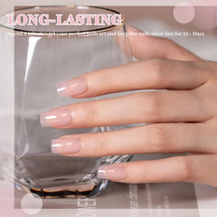 RARJSM sheer nude gel polish applied for a subtle nail color in daylight