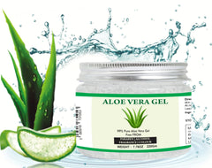 Raslok Aloe Vera Gel spread on face with smooth non-sticky feel.