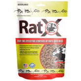 RatX 18oz bag of pellets for rodent control in homes and barns.