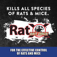 RatX Bait Discs shown in a bait station for easy use.