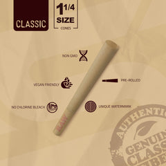 RAW Classic 1-1/4 cones highlighting natural unbleached fibers