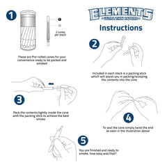 RAW Elements packing tubes included for portable, mess-free cones.
