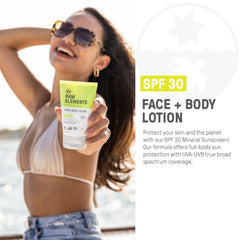 Raw Elements sunscreen in outdoor setting demonstrates 80-minute water resistance.