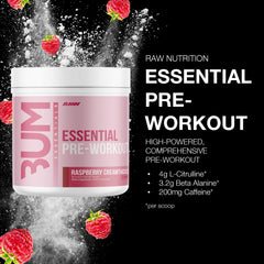 RAW Raspberry Creamthickle powder tub showing flavor and ingredients