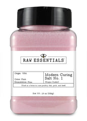 Raw Essentials Modern Curing Salt No. 1 bottle front label shows brand and product purpose