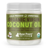 Raw Paws coconut oil bottle pour for easy topical application on skin