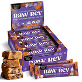 Raw Rev Glo packaging bar emphasizing plant-based protein for on-the-go energy.