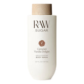 RAW SUGAR Body Wash Caramel Vanilla Delight bottle front with inviting scent for daily cleansing