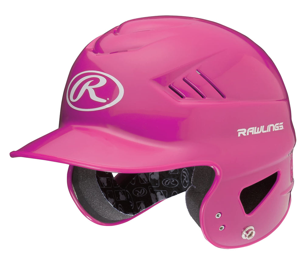 Rawlings COOLFLO T-Ball helmet front view in pink with ventilation visible