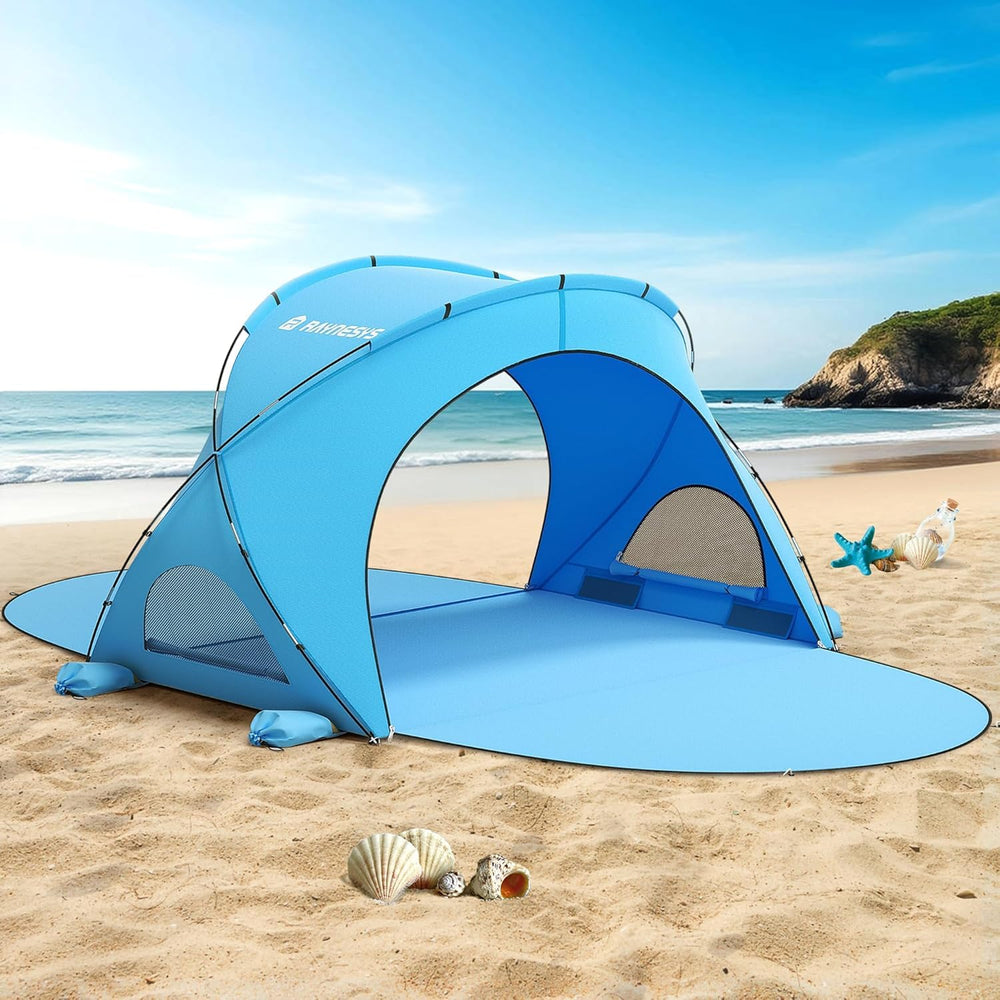 Raynesys Beach Tent with square-top design providing spacious shade for 1-3 people.