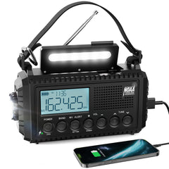 Raynic NOAA weather radio front view with compact emergency-ready design