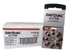 Rayovac Size 312 mercury-free hearing aid batteries in a sealed pack for reliable power.