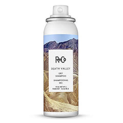 R+Co Death Valley Dry Shampoo bottle absorbs excess oil for refreshed roots.