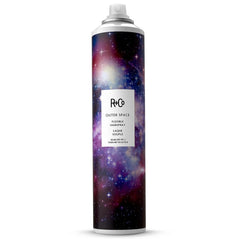 R+Co Outer Space Light Spray front label shows unscented formula for flexible styling.