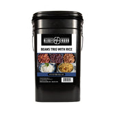 Ready Hour beans trio with rice kit bucket setup for emergency meal prep