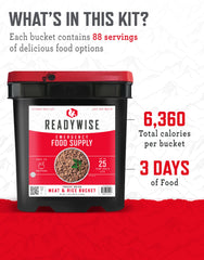 Rice and meat servings including chicken, beef, and sausage options