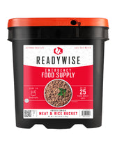 ReadyWise emergency food bucket with 88 servings ready to hydrate for quick meals