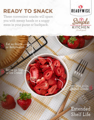 ReadyWise strawberries snack pack shown for quick, gluten-free treats.