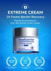 Real Barrier Extreme Cream packaging on shelf highlights premium skincare.