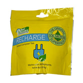 Real Growers Recharge 8oz bottle label promoting living soil biology