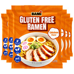 Real Naturals BAMI gluten free ramen noodles in a six-pack for quick weeknight meals.