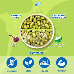Real Naturals edamame snack close-up of crisp beans