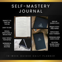 Realizations Self-Mastery Journal linen hardcover emphasizes premium feel and durability.
