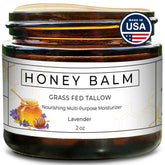Really Good Blends Tallow Honey Balm jar with lavender aroma for hydration.