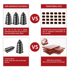 Realth screws in two sizes for adaptable puncture repair on various tires