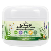 Recuren Plus tea tree oil cream bottle; soothing plant-based skin support.