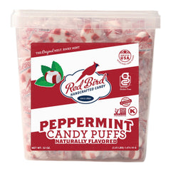 Red Bird Soft Peppermint Puffs tub—refreshing after-dinner mint.