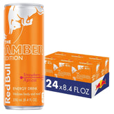 Red Bull Amber Edition can with strawberry apricot flavor and peach hint, boost for focus.