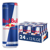 Red Bull energy drink can showing caffeine content for alertness during study or work.