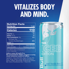 Close-up of Red Bull Iced Vanilla Berry can, on-the-go energy for gaming.
