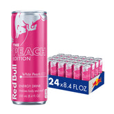 Red Bull Peach Edition can front view ready for a quick energy boost during workouts.