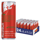 Red Bull Red Edition Watermelon energy drink can on a desk for quick focus boost.