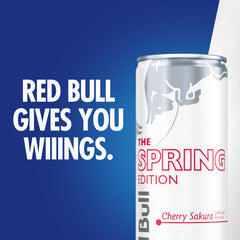 Red Bull Spring Edition Cherry Sakura glass with ice ready for a quick boost.
