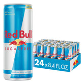 Red Bull Sugar Free 8.4 oz can on table for focused tasks.