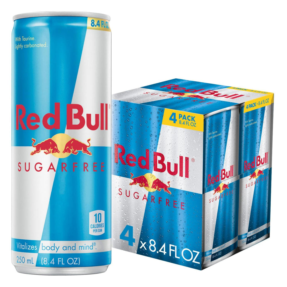 Red Bull Sugar Free can front view for quick energy on the go