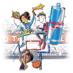 Closeup of Red Bull Sugar Free label highlighting zero sugar and caffeine