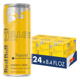 Red Bull Tropical Yellow Edition can front view for quick energy boost