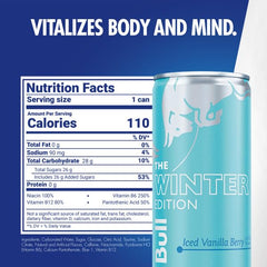 Winter Edition Blueberry Vanilla flavor can, refreshing option for travel breaks.