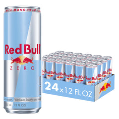 Red Bull Zero cans on shelf boost alertness for busy days.
