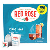 Red Rose Original Black Tea box with 100 bags delivering full flavor