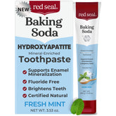 Red Seal Hydroxyapatite toothpaste packaging highlights natural fluoride-free care