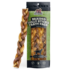 Redbarn braided bully sticks 8-12in in bag support long chewing sessions for dogs
